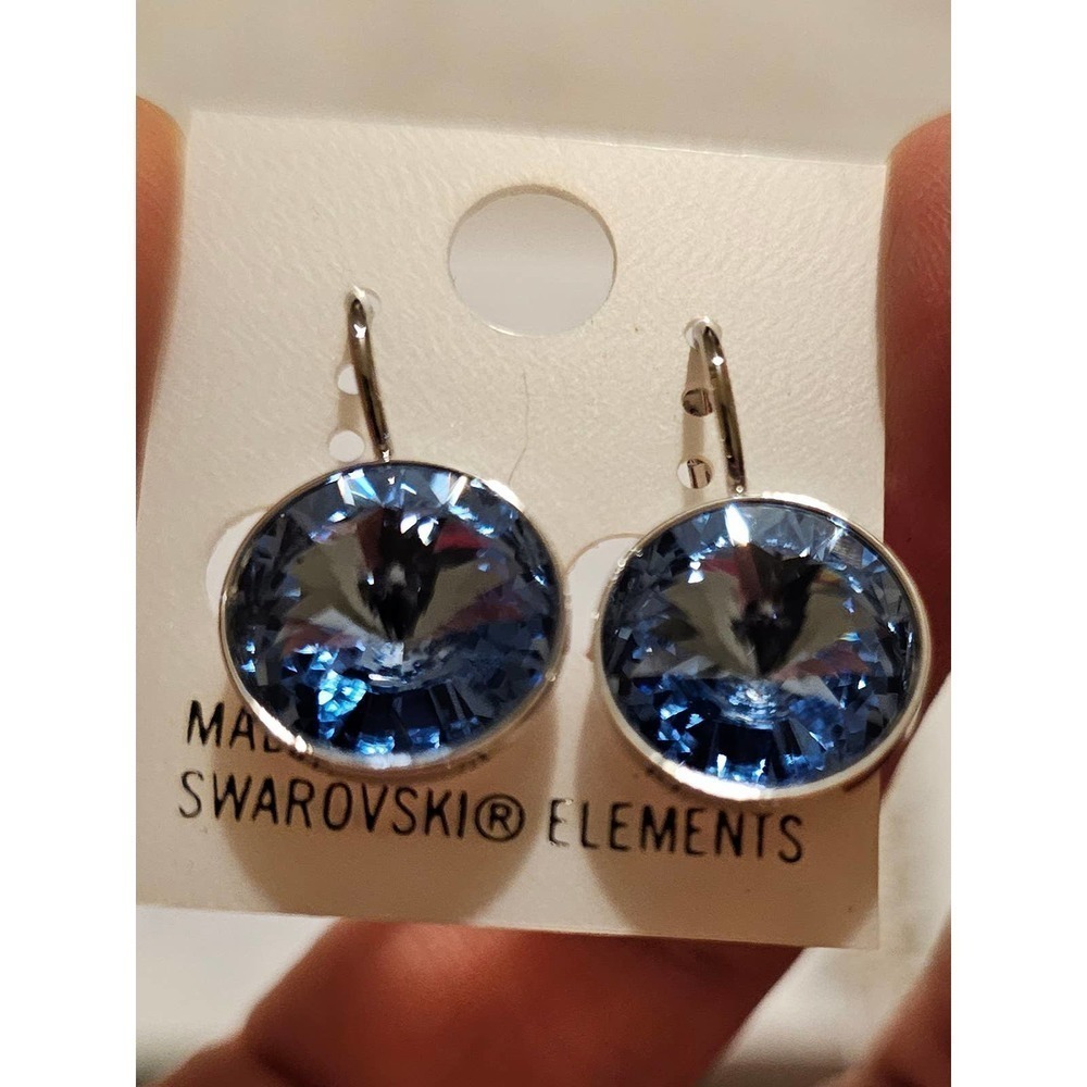 Swarovski Element Earrings. Baby Blue. NWT! Dangle. Party. Weddings. Br…‎